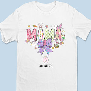 Mama Bunny Loves Her Peeps - Family Personalized Custom Unisex T-shirt, Premium T-shirt, Hoodie - Easter Gift For Mom, Grandma