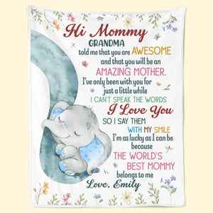 The World's Best Mommy - Family Personalized Custom Blanket - Mother's Day, Baby Shower Gift, Gift For First Mom