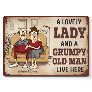 Happily Ever After, With A Side Of Grump - Couple Personalized Custom Home Decor Metal Sign - House Warming Gift For Husband Wife, Anniversary