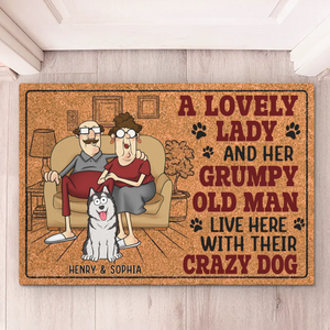 Fluff, Love & A Bit Of Grump - Couple Personalized Custom Home Decor Decorative Mat - House Warming Gift For Husband Wife, Anniversary, Pet Owners, Pet Lovers