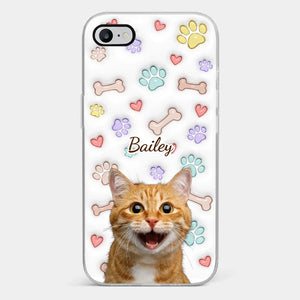 Custom Photo Keep Calm And Pet A Cat - Dog & Cat Personalized Custom 3D Inflated Effect Printed Clear Phone Case - Gift For Pet Owners, Pet Lovers