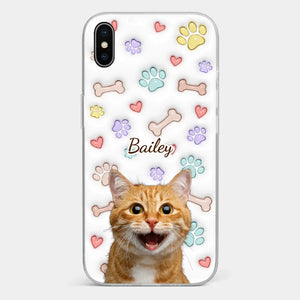 Custom Photo Keep Calm And Pet A Cat - Dog & Cat Personalized Custom 3D Inflated Effect Printed Clear Phone Case - Gift For Pet Owners, Pet Lovers
