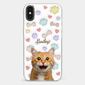 Custom Photo Keep Calm And Pet A Cat - Dog & Cat Personalized Custom 3D Inflated Effect Printed Clear Phone Case - Gift For Pet Owners, Pet Lovers