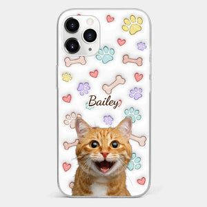 Custom Photo Keep Calm And Pet A Cat - Dog & Cat Personalized Custom 3D Inflated Effect Printed Clear Phone Case - Gift For Pet Owners, Pet Lovers