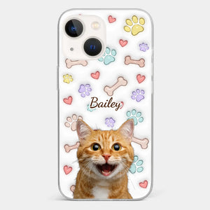 Custom Photo Keep Calm And Pet A Cat - Dog & Cat Personalized Custom 3D Inflated Effect Printed Clear Phone Case - Gift For Pet Owners, Pet Lovers