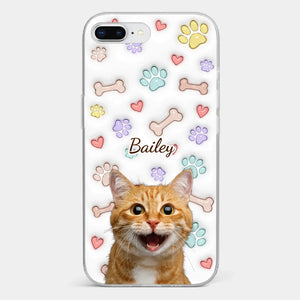 Custom Photo Keep Calm And Pet A Cat - Dog & Cat Personalized Custom 3D Inflated Effect Printed Clear Phone Case - Gift For Pet Owners, Pet Lovers