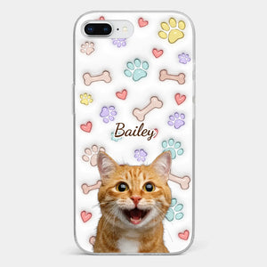 Custom Photo Keep Calm And Pet A Cat - Dog & Cat Personalized Custom 3D Inflated Effect Printed Clear Phone Case - Gift For Pet Owners, Pet Lovers
