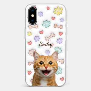 Custom Photo Keep Calm And Pet A Cat - Dog & Cat Personalized Custom 3D Inflated Effect Printed Clear Phone Case - Gift For Pet Owners, Pet Lovers