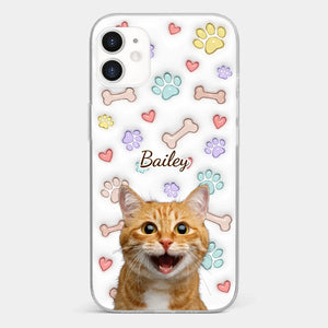 Custom Photo Keep Calm And Pet A Cat - Dog & Cat Personalized Custom 3D Inflated Effect Printed Clear Phone Case - Gift For Pet Owners, Pet Lovers