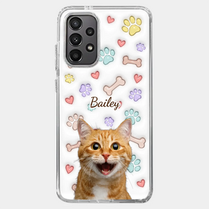 Custom Photo Keep Calm And Pet A Cat - Dog & Cat Personalized Custom 3D Inflated Effect Printed Clear Phone Case - Gift For Pet Owners, Pet Lovers