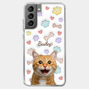 Custom Photo Keep Calm And Pet A Cat - Dog & Cat Personalized Custom 3D Inflated Effect Printed Clear Phone Case - Gift For Pet Owners, Pet Lovers