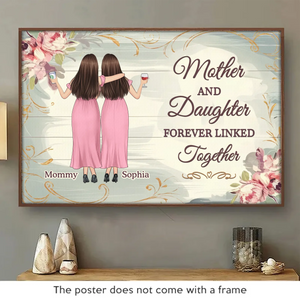 Linked By Love, Strengthened By Time - Family Personalized Custom Horizontal Poster - Mother's Day, Gift For Mom, Daughter