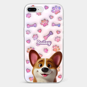 Tail Wagging Happiness - Dog Personalized Custom 3D Inflated Effect Printed Clear Phone Case - Gift For Pet Owners, Pet Lovers