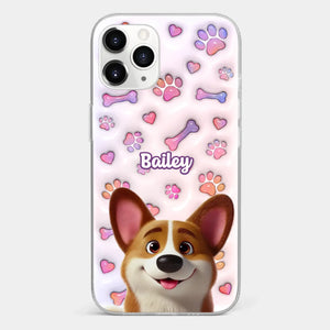 Tail Wagging Happiness - Dog Personalized Custom 3D Inflated Effect Printed Clear Phone Case - Gift For Pet Owners, Pet Lovers
