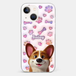 Tail Wagging Happiness - Dog Personalized Custom 3D Inflated Effect Printed Clear Phone Case - Gift For Pet Owners, Pet Lovers
