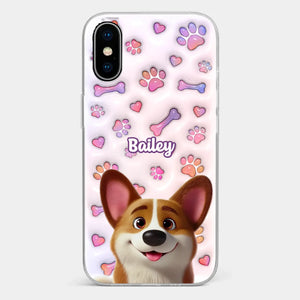 Tail Wagging Happiness - Dog Personalized Custom 3D Inflated Effect Printed Clear Phone Case - Gift For Pet Owners, Pet Lovers