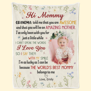 Custom Photo The World’s Best Mommy Belongs To Me - Family Personalized Custom Blanket - Mother's Day, Baby Shower Gift, Gift For First Mom