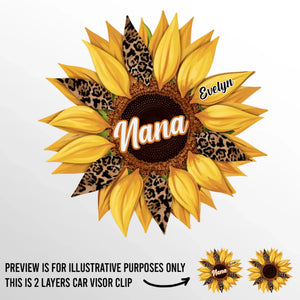 Shining Sunflower - Family Personalized Custom Car Visor Clip - Mother's Day, Gift For Mom, Grandma