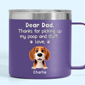 Feed Me, Walk Me, Love Me - Dog & Cat Personalized Custom 14oz Stainless Steel Tumbler With Handle - Gift For Pet Owners, Pet Lovers