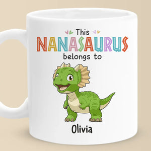 This Nanasaurus Roars With Love - Family Personalized Custom Mug - Mother's Day, Gift For Mom, Grandma