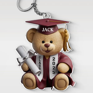 Pawsitively Proud Graduate - Family Personalized Custom Shaped Acrylic Keychain - Graduation Gift For Family Members, Siblings, Brothers, Sisters