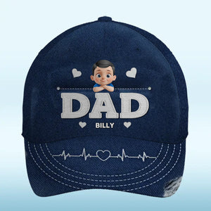 My Hero, My Heartbeat - Family Personalized Custom Hat, All Over Print Classic Cap - Father's Day, Gift For Dad, Grandpa