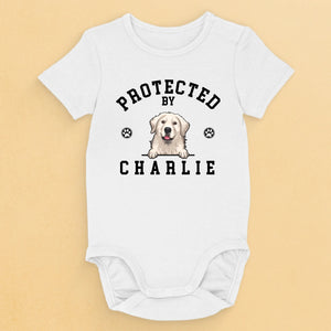 Guarded By My Dog - Dog Personalized Custom Baby Onesie - Baby Shower Gift, Gift For Pet Owners, Pet Lovers