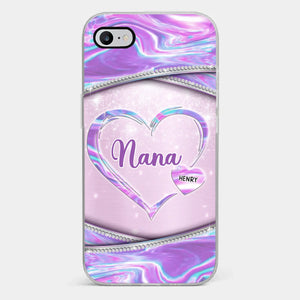 Nana’s Heart, Filled With Love - Family Personalized Custom Clear Phone Case - Mother's Day Gift For Mom, Grandma