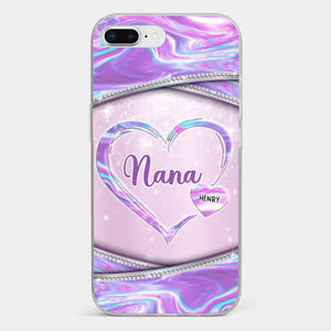 Nana’s Heart, Filled With Love - Family Personalized Custom Clear Phone Case - Mother's Day Gift For Mom, Grandma