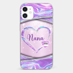 Nana’s Heart, Filled With Love - Family Personalized Custom Clear Phone Case - Mother's Day Gift For Mom, Grandma
