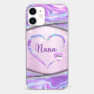 Nana’s Heart, Filled With Love - Family Personalized Custom Clear Phone Case - Mother's Day Gift For Mom, Grandma