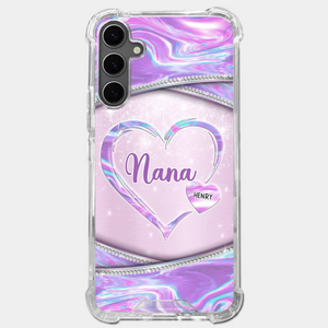 Nana’s Heart, Filled With Love - Family Personalized Custom Clear Phone Case - Mother's Day Gift For Mom, Grandma