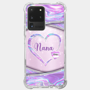 Nana’s Heart, Filled With Love - Family Personalized Custom Clear Phone Case - Mother's Day Gift For Mom, Grandma