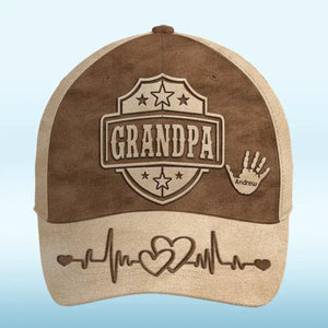 Handcrafted With Love - Family Personalized Custom Hat, All Over Print Classic Cap - Father's Day, Gift For Dad, Grandpa