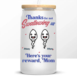 We Are Grateful, Mom - Family Personalized Custom Glass Cup, Iced Coffee Cup - Mother's Day, Gift For Mom, Grandma