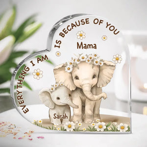 A Mother’s Love Never Ends - Family Personalized Custom Heart Shaped Acrylic Plaque - Mother's Day, Gift For Mom, Grandma