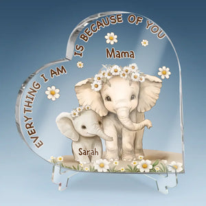 A Mother’s Love Never Ends - Family Personalized Custom Heart Shaped Acrylic Plaque - Mother's Day, Gift For Mom, Grandma