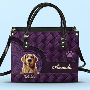 Furry Friends, Forever In My Heart - Dog Personalized Custom Leather Handbag - Gift For Pet Owners, Pet Lovers