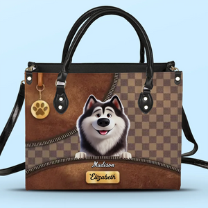 Because Life’s Better With Fur Babies - Dog Personalized Custom Leather Handbag - Gift For Pet Owners, Pet Lovers