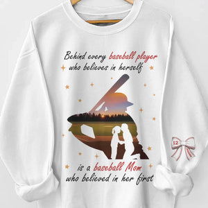 Every Baseball Star Shines With A Mom's Love - Family Personalized Custom Unisex Sweatshirt, Hoodie With Design On Sleeve - Mother's Day, Gift For Mom, Sport Lovers, Sport Players