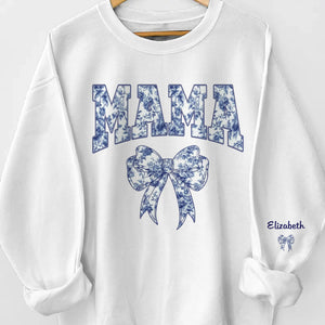 Love Starts With Mama - Family Personalized Custom Unisex Sweatshirt, Hoodie With Design On Sleeve - Mother's Day, Gift For Mom, Grandma