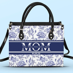 With Every Heartbeat, You're Surrounded By Love - Family Personalized Custom Leather Handbag - Mother's Day, Gift For Mom, Grandma