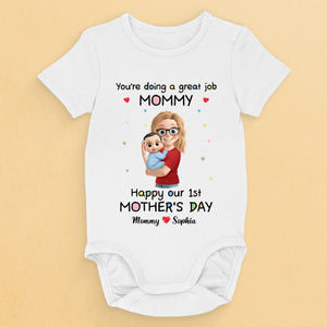 Being Your Mom Is My Favorite Full-time Job - Family Personalized Custom Baby Onesie - Mother's Day, Baby Shower Gift, Gift For First Mom