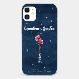 Her Garden Grows With Love - Family Personalized Custom Clear Phone Case - Mother's Day, Gift For Mom, Grandma