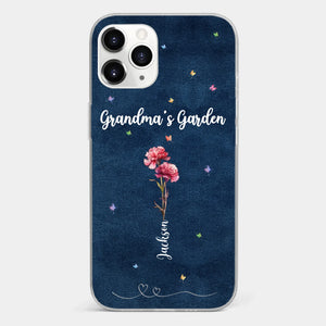 Her Garden Grows With Love - Family Personalized Custom Clear Phone Case - Mother's Day, Gift For Mom, Grandma