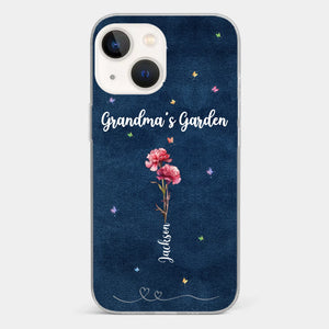 Her Garden Grows With Love - Family Personalized Custom Clear Phone Case - Mother's Day, Gift For Mom, Grandma