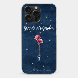 Her Garden Grows With Love - Family Personalized Custom Clear Phone Case - Mother's Day, Gift For Mom, Grandma