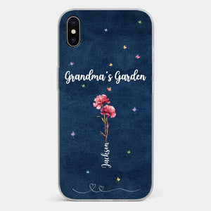 Her Garden Grows With Love - Family Personalized Custom Clear Phone Case - Mother's Day, Gift For Mom, Grandma
