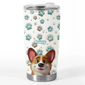 Life’s Better With Paws - Dog & Cat Personalized Custom 3D Inflated Effect Printed Tumbler - Gift For Pet Owners, Pet Lovers