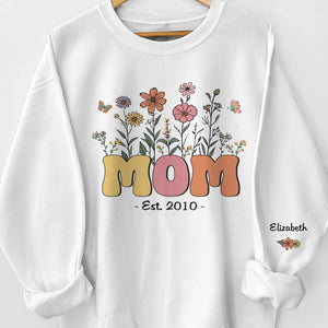 Mom, A Garden Of Love - Family Personalized Custom Unisex Sweatshirt, Hoodie With Design On Sleeve - Mother's Day, Gift For Mom, Grandma